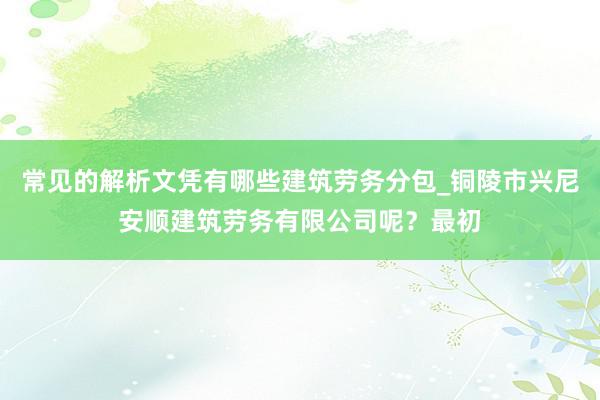 常见的解析文凭有哪些建筑劳务分包_铜陵市兴尼安顺建筑劳务有限公司呢？最初